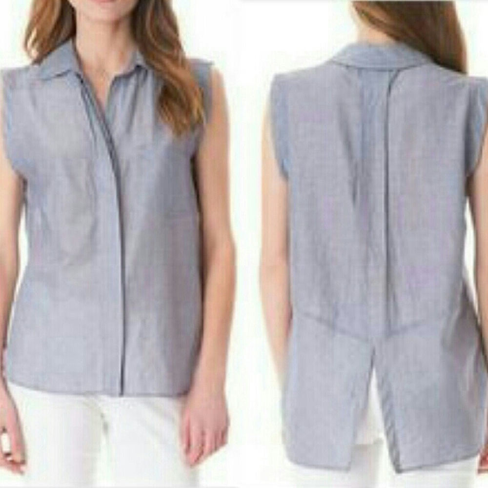 NWT Sam Edelman Button Down Sleeveless Stripe Top - Picture 7 of 8